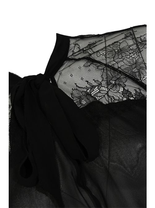 Blusa fluida in georgette e pizzo con fiocco Patrizia Pepe | 8C0859 A692K103